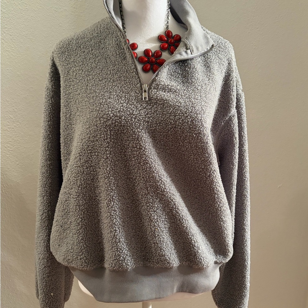 Topshop Light Gray Textured Pullover